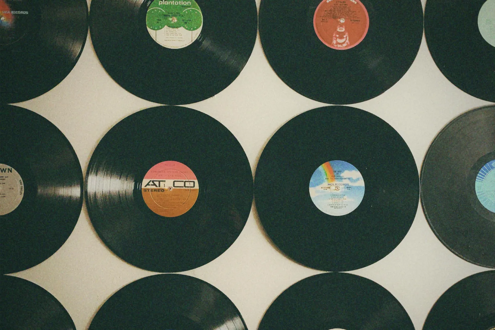Wall of vinyl records